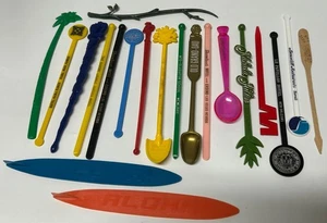 Advertising Swizzle Stir Sticks Lot Of 20 Plastic All Different D - Picture 1 of 9