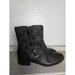 CALVIN KLEIN Sz 10 Quilted Leather Moto Ankle Women's Boots Black Rauline - Picture 1 of 7