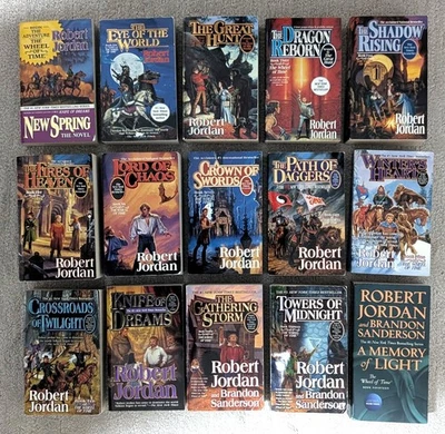 Robert Jordan = THE WHEEL OF TIME = complete set - 15 pbks (14 original covers) - Image 1 of 3