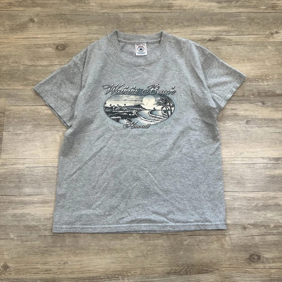 Camiseta De Colección Años 90 Waikiki Beach Hawaii Delta Pro Peso Talla Juvenil L Foto 1 de 4