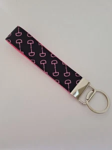Black and pink horse bit print key fob wristlet - Picture 1 of 1