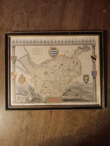 Mapa antiguo enmarcado Thomas Moule original del condado de Cheshire 26 cm x 20 cm - Imagen 1 de 5