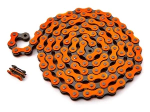 KHE BMX Chain 1/2" x 1/8" Inch – 112 Links, Orange, with Chain Lock - Picture 1 of 4
