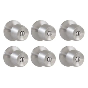 Paquete de 6 perillas de puerta de privacidad de cama/baño de acero inoxidable Brandywine DEFIANT - Imagen 1 de 5