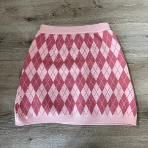 Joanie Pink Argyle Knit Skirt Mini Medium Stretch Clueless A Line - Picture 1 of 4