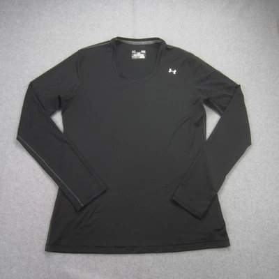 Under Armour Shirt Womens Large Black HeatGear Fitted Long Sleeve Base Layer Top - Image 1 of 4