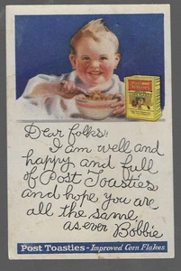 Kellog's Post Toasties Corn Flakes Postum Cereal Advertising 1923 Postcard - Picture 1 of 2