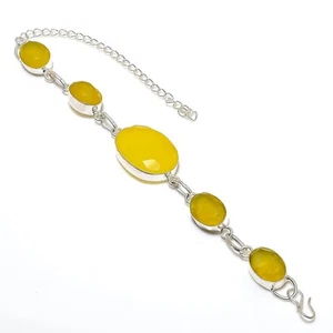 Bracciale in argento sterling 925 fatto a mano con pietre preziose di onice g... - Foto 1 di 5