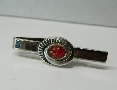 Clip/barra vintage SPEIDEL tono plata con piedra roja Foto 1 de 3