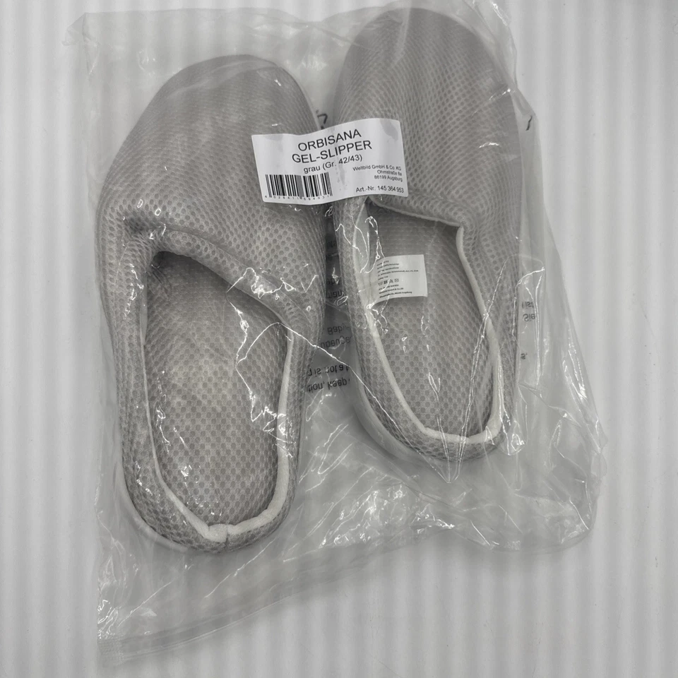 Orbisana Gel Slipper Größe 42/43 Grau Damen/Herren Hausschuhe Gesundheitsschuhe