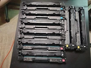 8 Hewlett Packard Toner Cartridges OEM *EMPTY* Orig Chips 218A blue blk cyan yel - Picture 1 of 5
