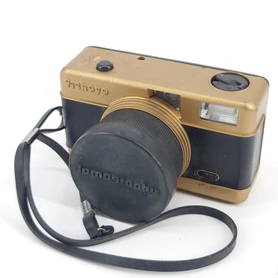 Lomography Fisheye Gold & Black 35mm Film Camera With Cap and Strap - Image 1 of 4