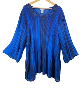 Catherines pleated lagen look sequin boho tunic top fairy 90s Holiday sz 4X - Picture 1 of 6