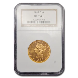 1893 $10 Liberty Gold Eagle MS-63 NGC (PL) - Picture 1 of 3