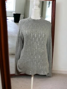 Womens Jaclyn Smith Vintage Silk & Angora Gray Ribbed Knit Sweater Sz Med. - Picture 1 of 7