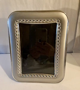 Bilderrahmen/Fotorahmen 5 x 7 silberfarben Metall mit Herzen - Bild 1 von 6