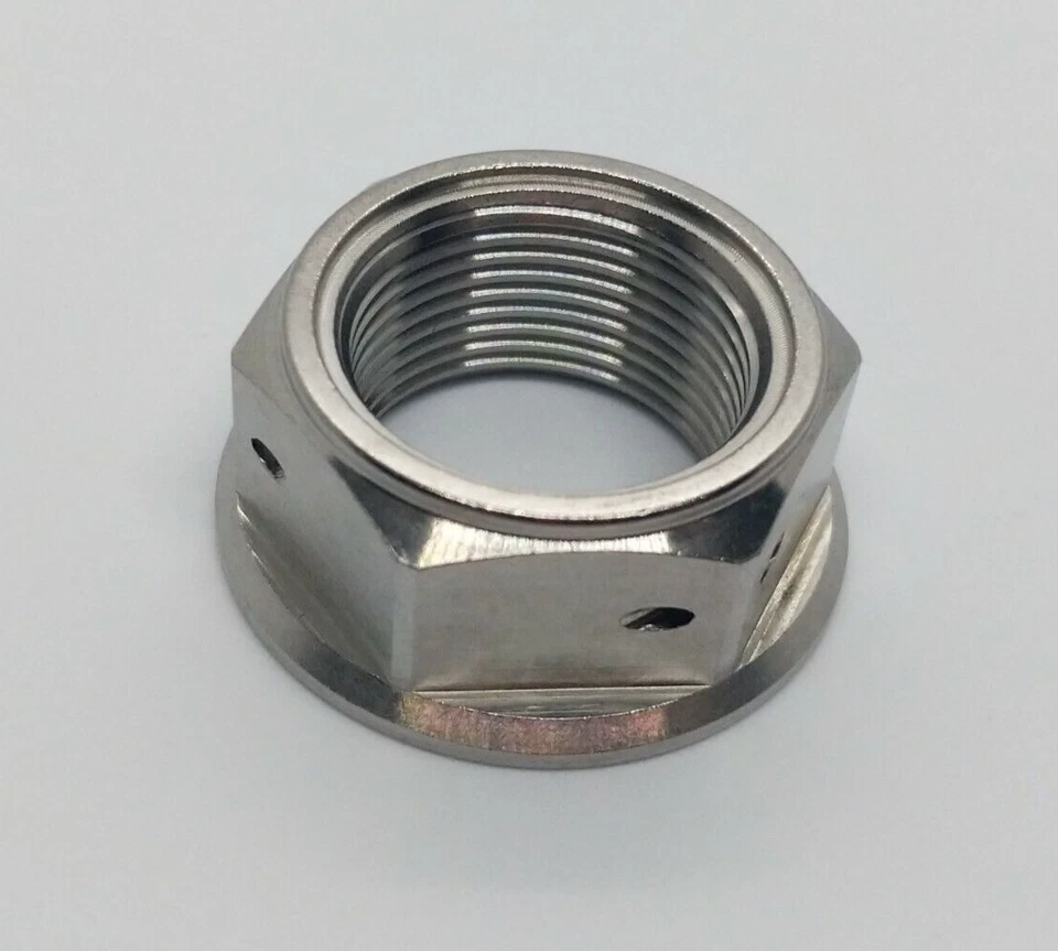 Yamaha R6 Titanium drilled rear axle Nut 99 on Ti hex head spindle race spec - Image 1 of 4