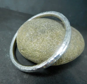5mm Hammered Wide Bangle For Women 925 Solid Thick Heavy Sterling Silver Bangle - Picture 1 of 5