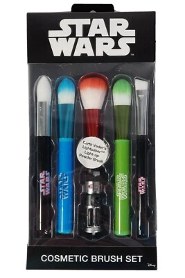Disney Star Wars 5 Piece Cosmetic Makeup Brush Set Darth Vader Lightsaber, New - Image 1 of 3