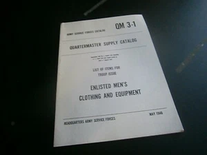 QM 3-1 list of item for troop Men's clothing and équipement paquetage - Picture 1 of 12