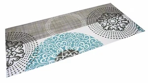 Tablecloth Table Topper Modern Blue Turquoise Grey Spring Cotton 75 X 35 CM - Picture 1 of 2