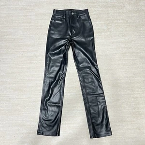Pantalones de imitación de cuero negros para mujer 7 For All Mankind talla 24 pierna recta - Imagen 1 de 11