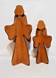2 handgefertigte hölzerne Engel 15" - 11" hoch stehend Weihnachtsdekoration religiös - Bild 1 von 24