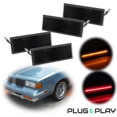 For 81-88 Oldsmobile Cutlass 442 Front & Rear LED Side Bumper Marker Smoked Lens - Image 1 of 4
