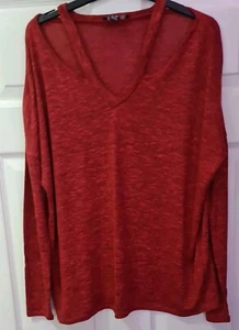 Women Red Flecked Cut Out Thin Jumper Size S (8-10) By New Look - Picture 1 of 2