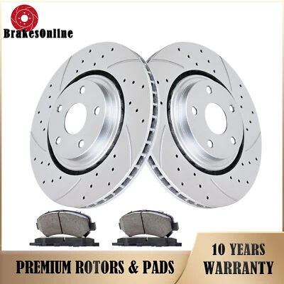 302mm Front Brake Rotors Pads fit for Chrysler Town & Country Drilled Brakes - Image 1 of 4