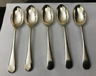 Vintage 5 X Silver Plated Walker & Hall 18cm Old English Dessert Spoons Cutlery