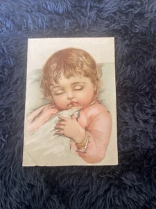 Vintage Small Sleeping Baby Card - Picture 1 of 5