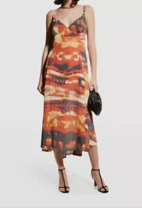 $450 Chufy Women's Orange Damian Printed Sleeveless Slip Maxi Dress Size M - Picture 1 of 4