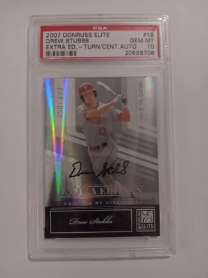 2007 07 Donruss Elite PSA 10 Century DREW STUBBS Extra Edition /494 Auto #19 - Image 1 of 2