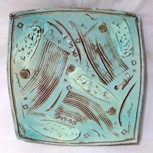 Signed Cunningham Brutal Mid Century Modern Studio Art Pottery Tray - Picture 1 of 5