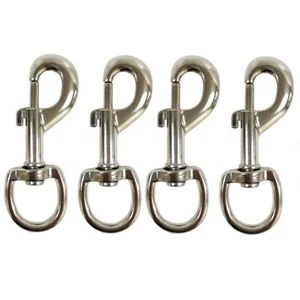 4 X Heavy Duty Bull Snap Latching Hook Chrome Silver Bulk Round Swivel Eye Bolt - Picture 1 of 1