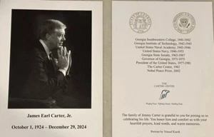 President Jimmy Carter Repose Memorial Prayer Card - Picture 1 of 3