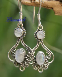 Orecchini con pietra di luna orecchini in argento forgiati a mano argento sterling - Foto 1 di 2