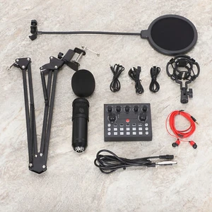 Podcast Equipment Bundle Condenser Microphone Audio Mixer Studio Recording Kit - Picture 1 of 9