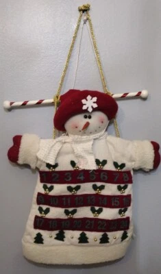 Snowman Advent Calendar scarf carrot nose snowflakes December 1-24 17" x 21" - Image 1 of 4