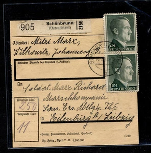 Sudetenland Stamp Schönbrunn on Parcel Registration Card (BLN-5) - Picture 1 of 1