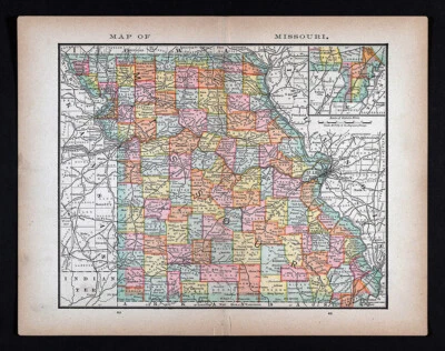 Карта 1885 McNally Миссури Сент-Луис Колумбия Канзас-Сити Джефферсон Спрингфилд - Изображение 1 из 3