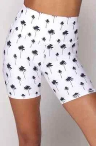 SPIRITUAL GANGSTER WHITE PALM TREE INTENT SPORT JERSEY BIKER SHORTS SIZE SMALL - Picture 1 of 3