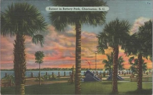 1949 Postcard Sunset Battery Park, Charleston, South Carolina SC 5410.4 - Picture 1 of 6