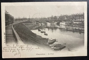 1903 Afoat France Real Picture Postcard Cover To Jumet Belgium Bridge View - Picture 1 of 2