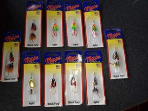 10 Mepps Fishing Lures Aglia & Black Fury - Picture 1 of 3