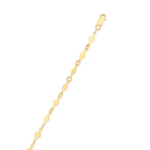 Diamond Shape Kite Mirror Chain Necklace Real Solid 14K Yellow Gold 14" to 30" - Picture 1 of 2