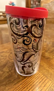 TERVIS Berry Swirlwind Clear w. Black Swirls & Red Lid 16 oz - Picture 1 of 11