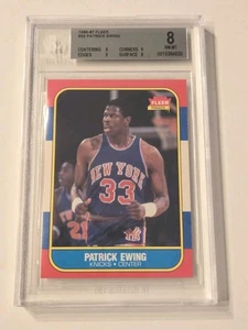 1986-87 Fleer Patrick Ewing Rookie RC #32 Knicks PSA 8 - Picture 1 of 3