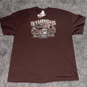 Sturgis Black Hills Rally 2017 Shirt Biker 77th Anniversary Mens 2XL New Brown - Picture 1 of 8